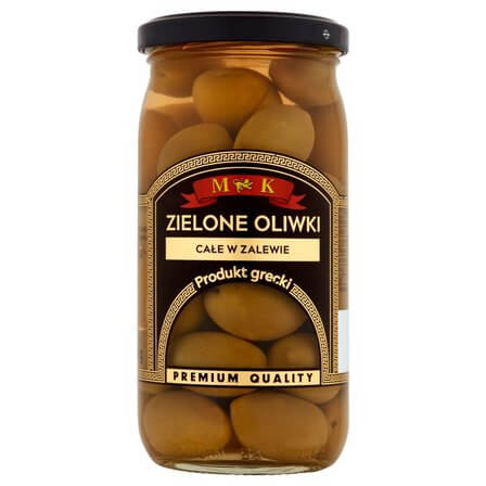 MK GREEK GREEN OLIVES Whole 350G LARGE