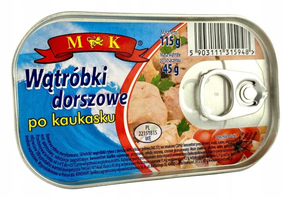 Caucasian style cod livers 115g