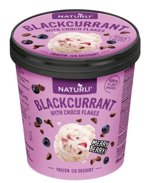 Naturli ice-cream Blackcurrant with Choco Flakes